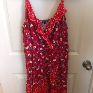 Express red and blue floral dress